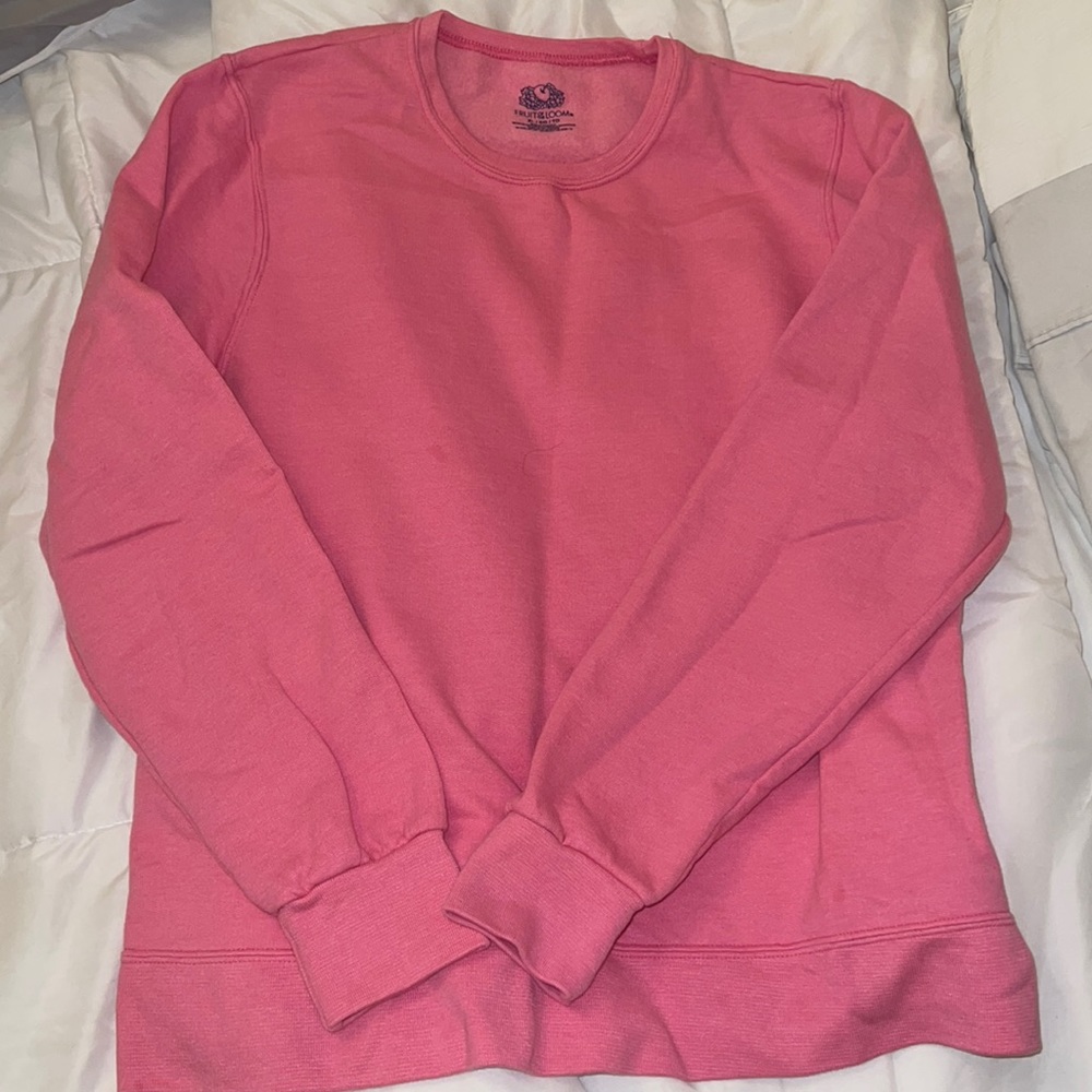 Pink fruit of the loom crew neck sweater